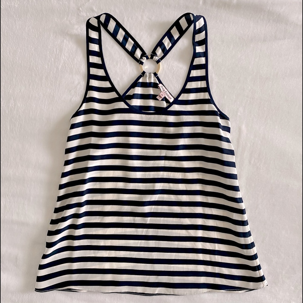 Juicy Couture silk stripy tank top with gold detai